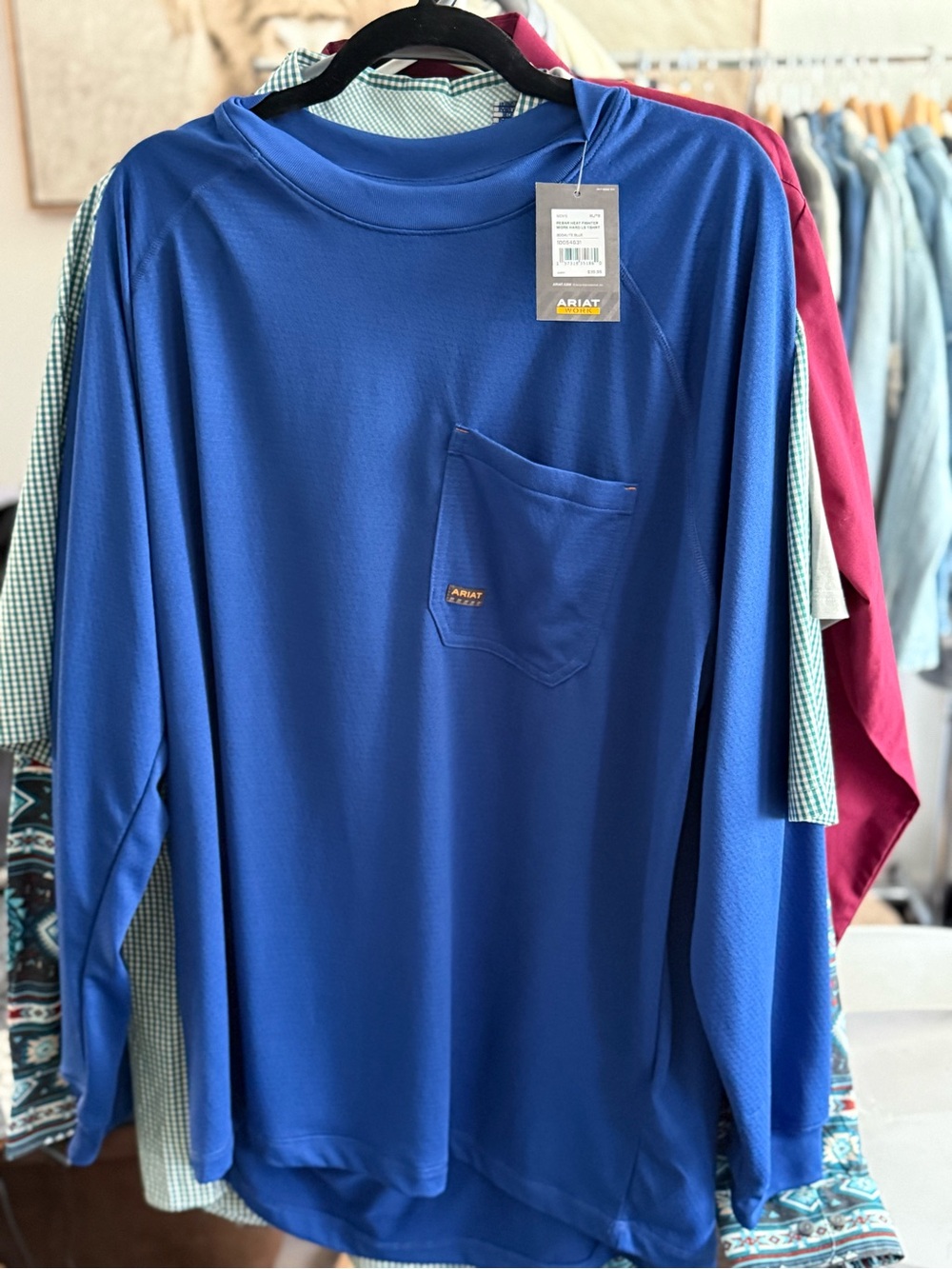 Ariat Long Sleeve Performance Pocket Tee in Blue